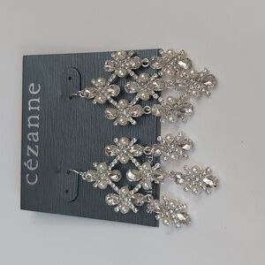 Cézanne Faux Pearl And Rhinestone Crystals Alluring Chandelier Earrings